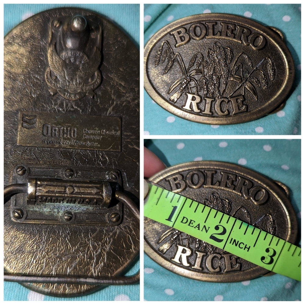 Vtg Ortho Chevron chemical company brass belt buckle